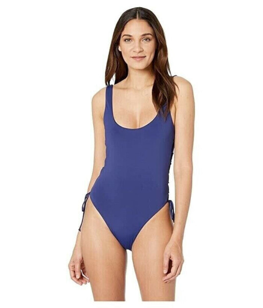 The Bikini Lab Women's 248267 Solids Lace Up High Leg One-piece Swimsuit Size M