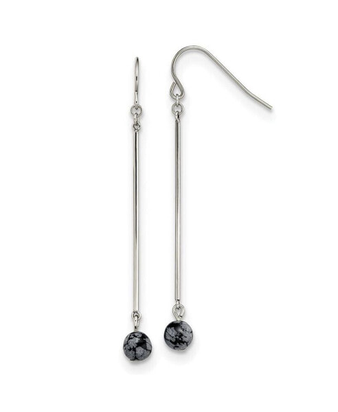 Stainless Steel Polished Snowflake Stone Dangle Earrings