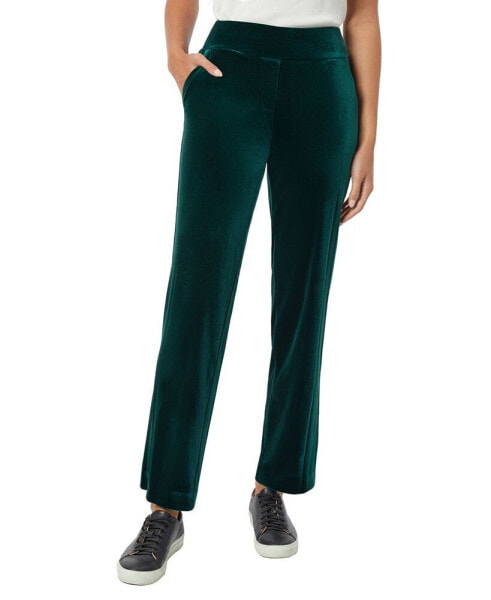 Women's Stretch Velour Pull On Slash Pocket Straight Leg Pants