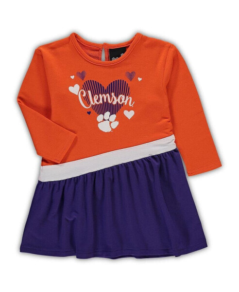 Girls Infant Orange Clemson Tigers Heart French Terry Dress