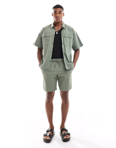 Jack & Jones co-ord nylon short in khaki