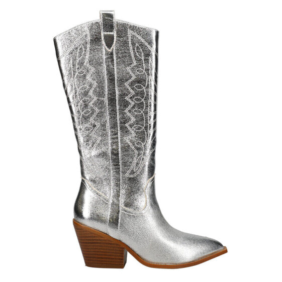 Corkys Howdy Tall Snip Toe Metallic Zippered Womens Silver Casual Boots 81-0018