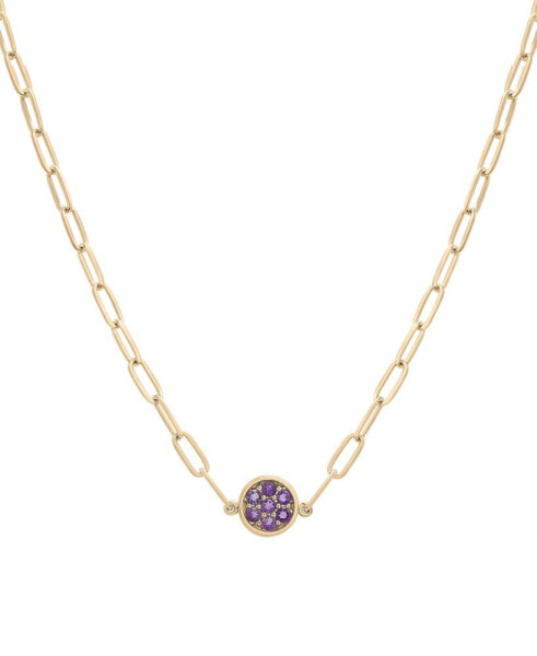Amethyst Bezel Cluster Pendant Necklace (1/5 ct. t.w.) in 14k Gold-Plated Sterling Silver, 16" + 2" extender