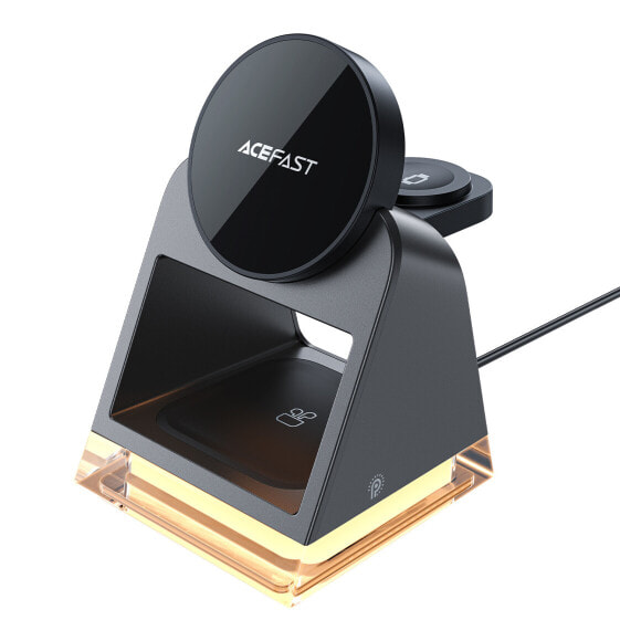 Зарядное устройство Acefast E17 индукционное 3в1 MagSafe для iPhone 12-15, AirPods и Apple Watch, черное