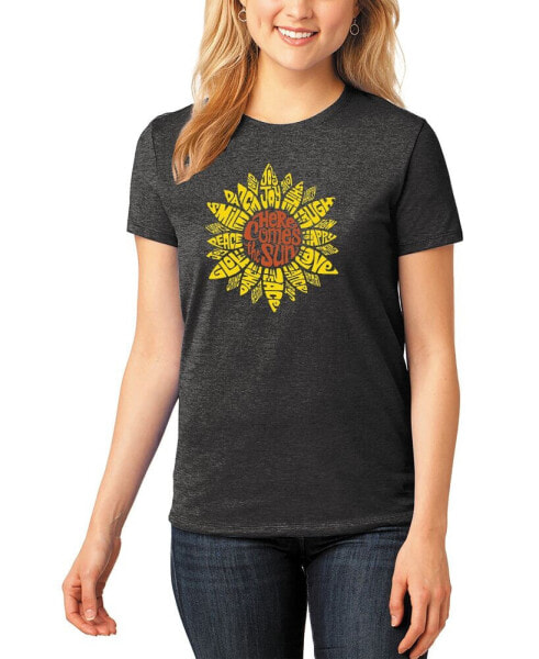 Women's Premium Blend Sunflower Word Art T-shirt