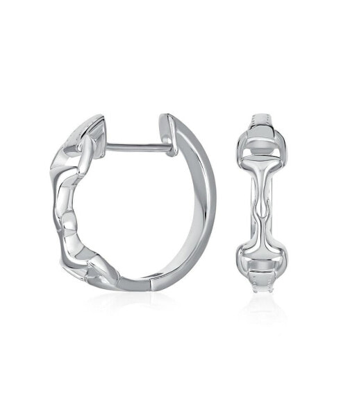 Equestrian Equine Horse Gift Cowgirl Snaffle Horse bit Hoop Earrings Western Jewelry For Women Hinge Polished .925 Sterling Silver .75" Diameter