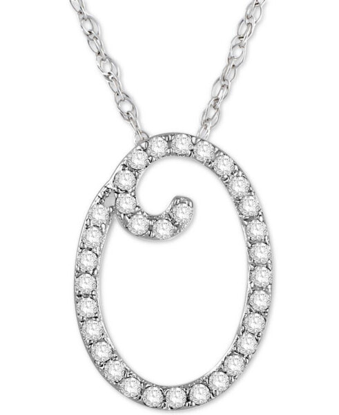 Diamond Initial Pendant Necklace (1/10 ct. t.w.) in Sterling Silver, 16" + 2" Extender