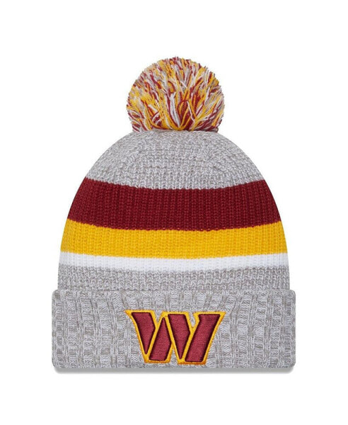 Men's Heather Gray Washington Commanders Cuffed Knit Hat with Pom