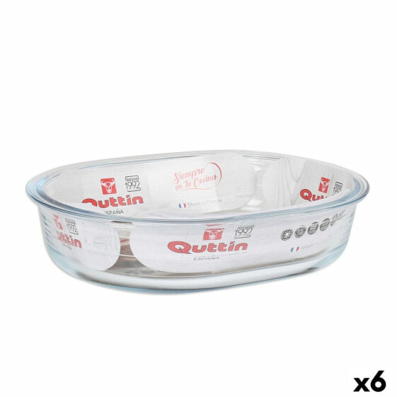 Форма для выпечки стеклянная овальная Quttin 1,5 L 23,7 x 18,8 см (6 штук)