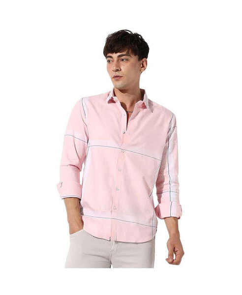 Рубашка мужская Campus Sutra полосатая пастельная кнопками