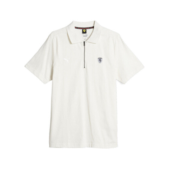 Puma Sf Style Jacquard Short Sleeve Polo Shirt Mens White Casual 62098705
