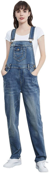 ANNA-KACI Women's Denim Classic Jeans Straight Leg Pockets Jeans Dungarees