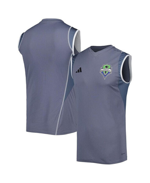 Men's Gray Seattle Sounders FC 2023 On-Field Sleeveless Training Jersey