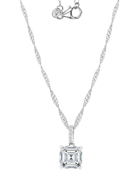 Cubic Zirconia Cushion-Cut Solitaire Pendant Necklace, 18" + 2" extender