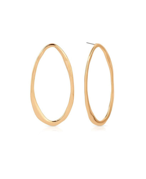 Hammered 18K Gold-Plated Large Oval Earrings