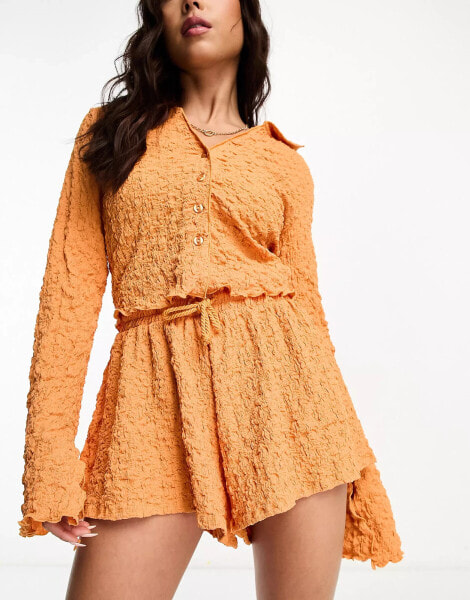 ASOS DESIGN co-ord textured shorts in orange