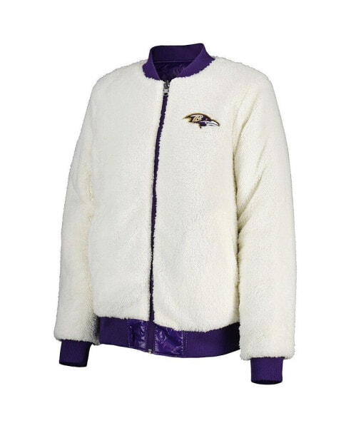 Women's Oatmeal, Purple Baltimore Ravens Switchback Reversible Full-Zip Jacket