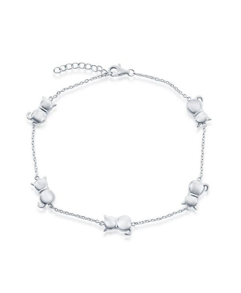 Sterling Silver Cats by the Yard Link Anklet