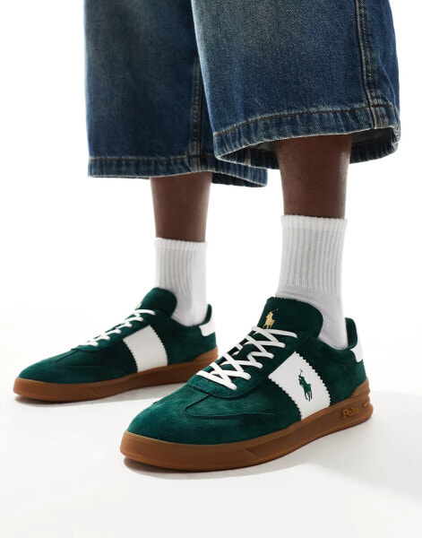 Polo Ralph Lauren Heritage Aera trainer with gumsole in green and white