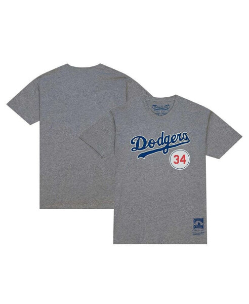 Men's Fernando Valenzuela Heather Gray Los Angeles Dodgers Retired Number T-shirt