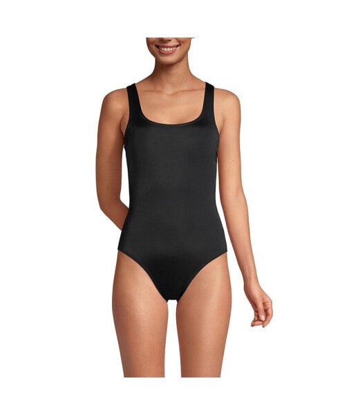 Petite Chlorine Resistant High Leg Soft Cup Tugless Sporty One Piece Swimsuit