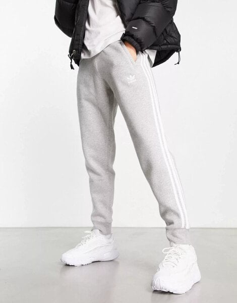 adidas Originals 3 stripes jogger in pale grey