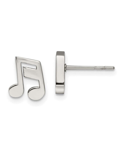 Stainless Steel Polished Music Note Earrings