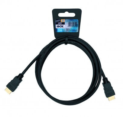 iBOX ITVFHD0115 - 1.5 m - HDMI Type A (Standard) - HDMI Type A (Standard) - 4096 x 2160 pixels - 10.2 Gbit/s - Black - Кабель HDMI 1.5 метра, стандарт HDMI Type A, разрешение 4096 x 2160 пикселей, скорость передачи данных 10.2 Gbit/s, цвет черный