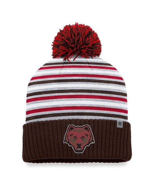 Men's Brown Brown Bears Dash Cuffed Knit Hat with Pom