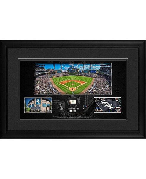 Chicago White Sox Framed 10" x 18" Stadium Panoramic Collage with a Piece of Game-Used Baseball - Limited Edition of 500