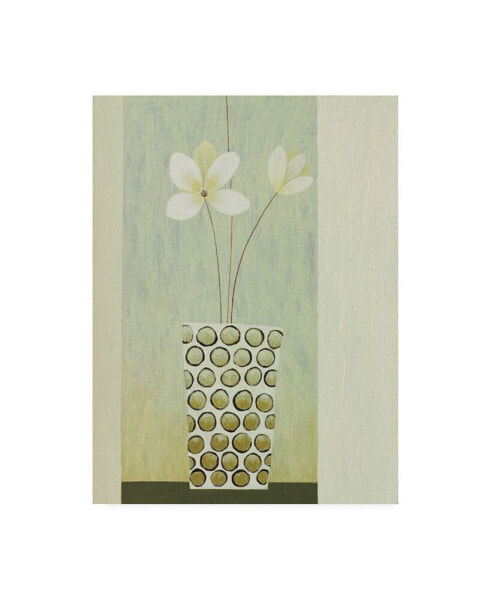 Pablo Esteban White Flowers in Beveled Vase Canvas Art - 27" x 33.5"