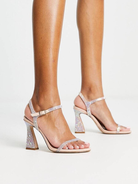 Madden Girl Disco-R heeled sandals in silver rhinestone