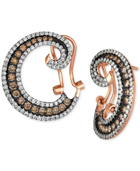 Chocolatier® Chocolate Diamond & Vanilla Diamond Spiral Hoop Earrings (1-3/8 ct. t.w.) in 14k Rose Gold