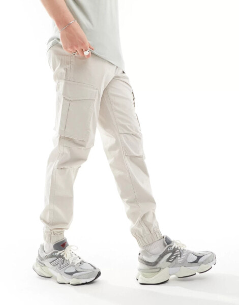 Jack & Jones relaxed fit cuffed cargo trouser in beige