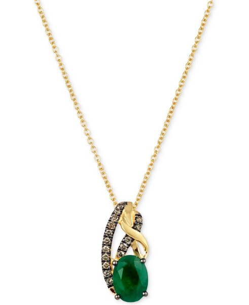 Le Vian chocolatier® Costa Smeralda Emeralds (7/8 ct. t.w.) & Chocolate Diamond (1/6 ct. t.w.) Swirl 18" Pendant Necklace in 14k Gold