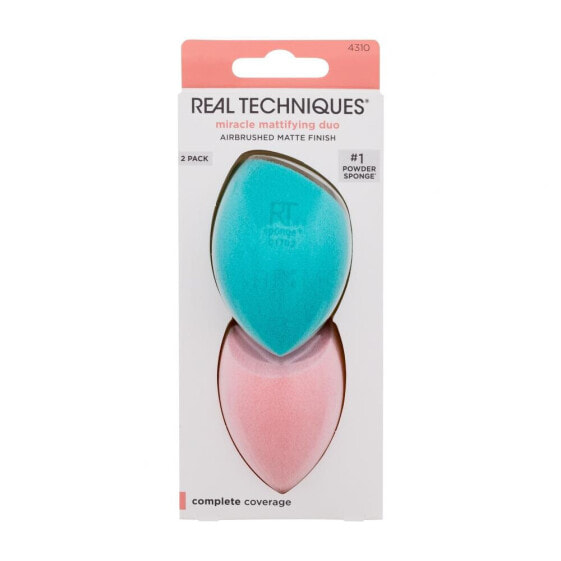 Real Techniques Miracle Mattifying Duo 1 St. applikator für Frauen Make-up Schwamm Miracle Airblend Sponge 1 St. + Puderschwamm Miracle Powder Sponge 1 St.