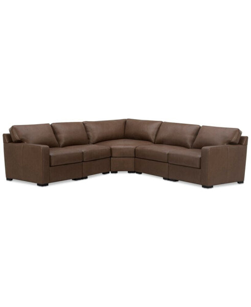 Radley 113" 5-Pc. Leather Wedge L Shape Modular Sectional, Created for Macy's