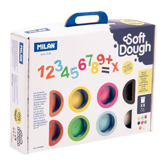MILAN Kit 8 Cans 59g Soft Dough With Tools Lots Of Numbers