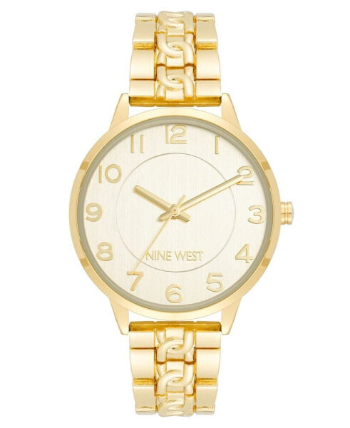 Women's Quartz Gold-Tone Alloy Link with Chain Design Bracelet Watch, 36.5mm