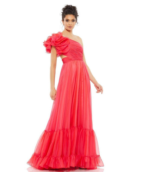 Women's Ieena Ruffled One Shoulder Tiered Gown