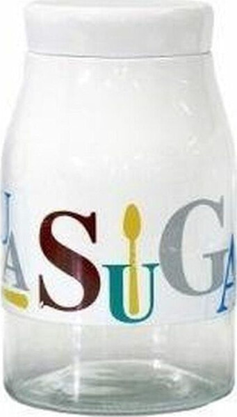 Sugar white glass container with inscriptions 1.4l Ch