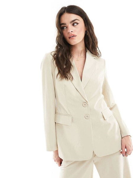 French Connection Everly suit blazer in ecru co-ord