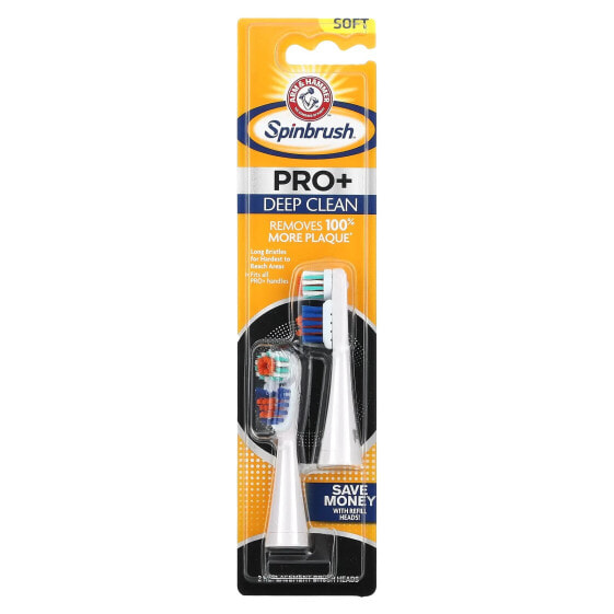 Pro +, Deep Clean, Replacement Brush Heads, Soft, 2 Brush Heads