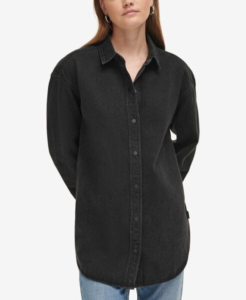 Women's Cotton Oversized Denim Overshirt Jacket