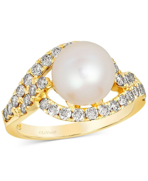 Vanilla Pearl (9mm) & Nude Diamond (3/4 ct. t.w.) Statement Ring in 14k Gold