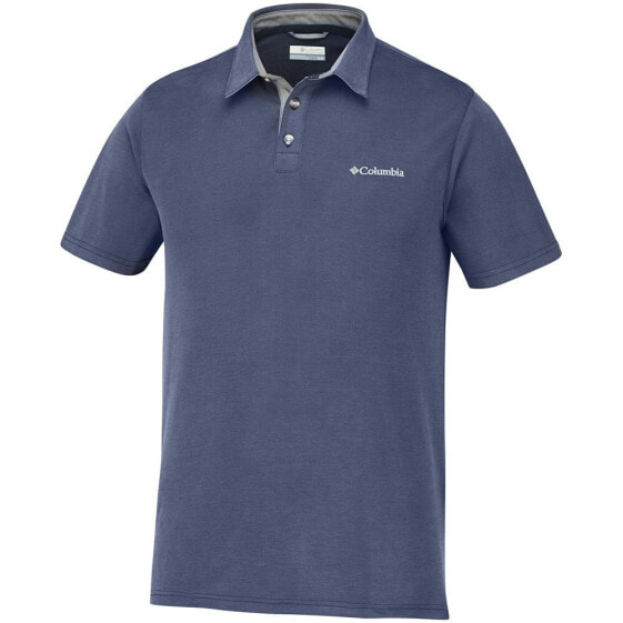 Мужская футболка-поло спортивная синяя с логотипом Columbia Nelson Point PO
