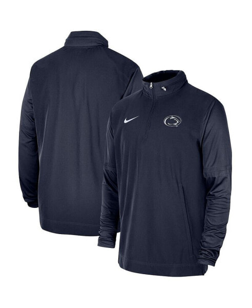 Men's Navy Penn State Nittany Lions 2023 Coach Half-Zip Hooded Jacket