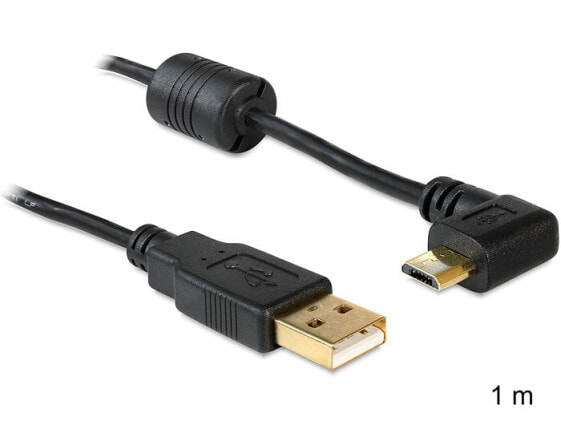 Кабель USB2.0 Delock Micro-USB B - 1 м - USB A - Черный