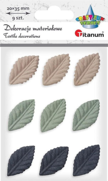 Декоративные листья материальные тисненые 3D Titanum 20x35мм mix 9 шт