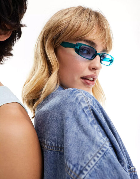 Jeepers Peepers rectangle sunglasses in blue